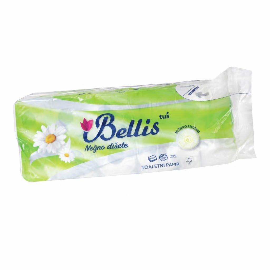 Toaletni papir Bellis 3-slojni, 150 listov, 10/1 Akcija v trgovini Tuš
