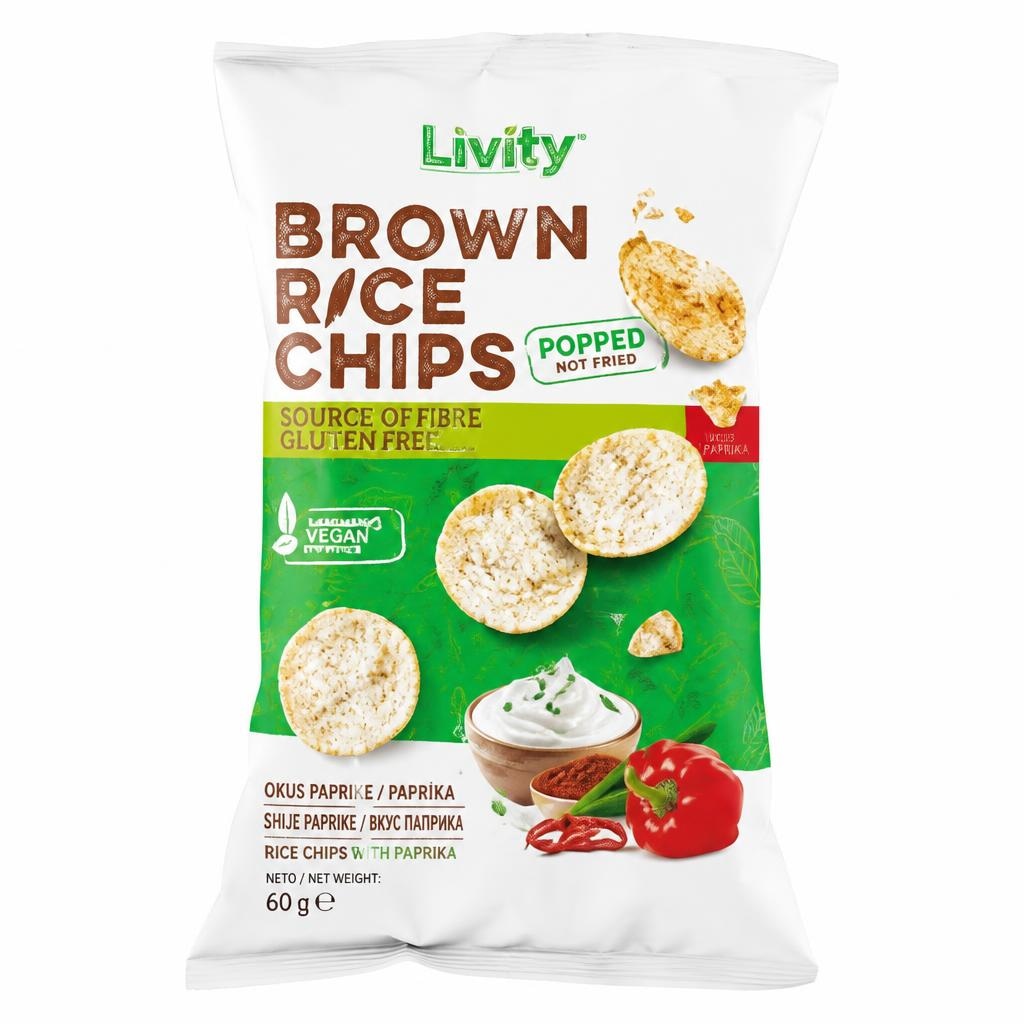 Rižev čips 60 g Livity Brown Rice Chips - Akcija v trgovini Spar