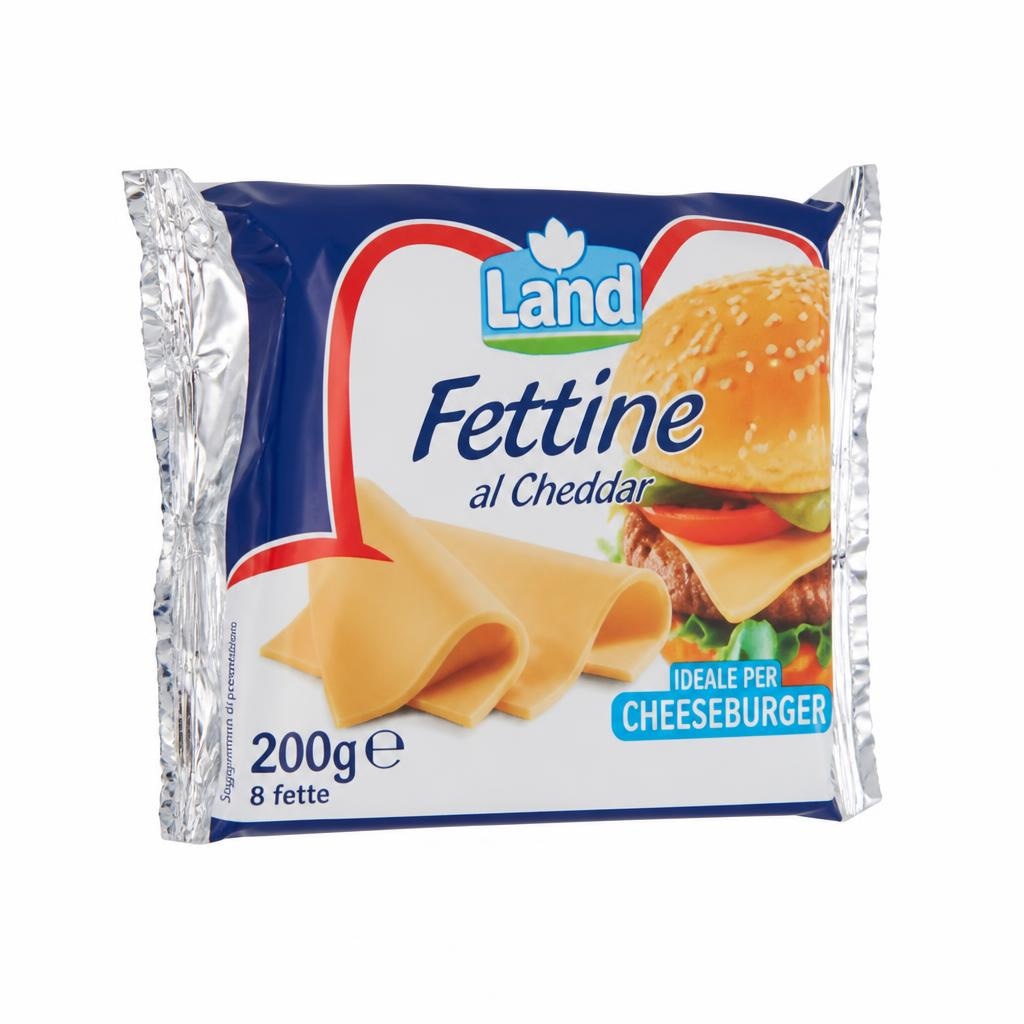 Topljeni Sir Cheddar, v lističih 200 g Land Fettine - Akcija v trgovini Eurospin