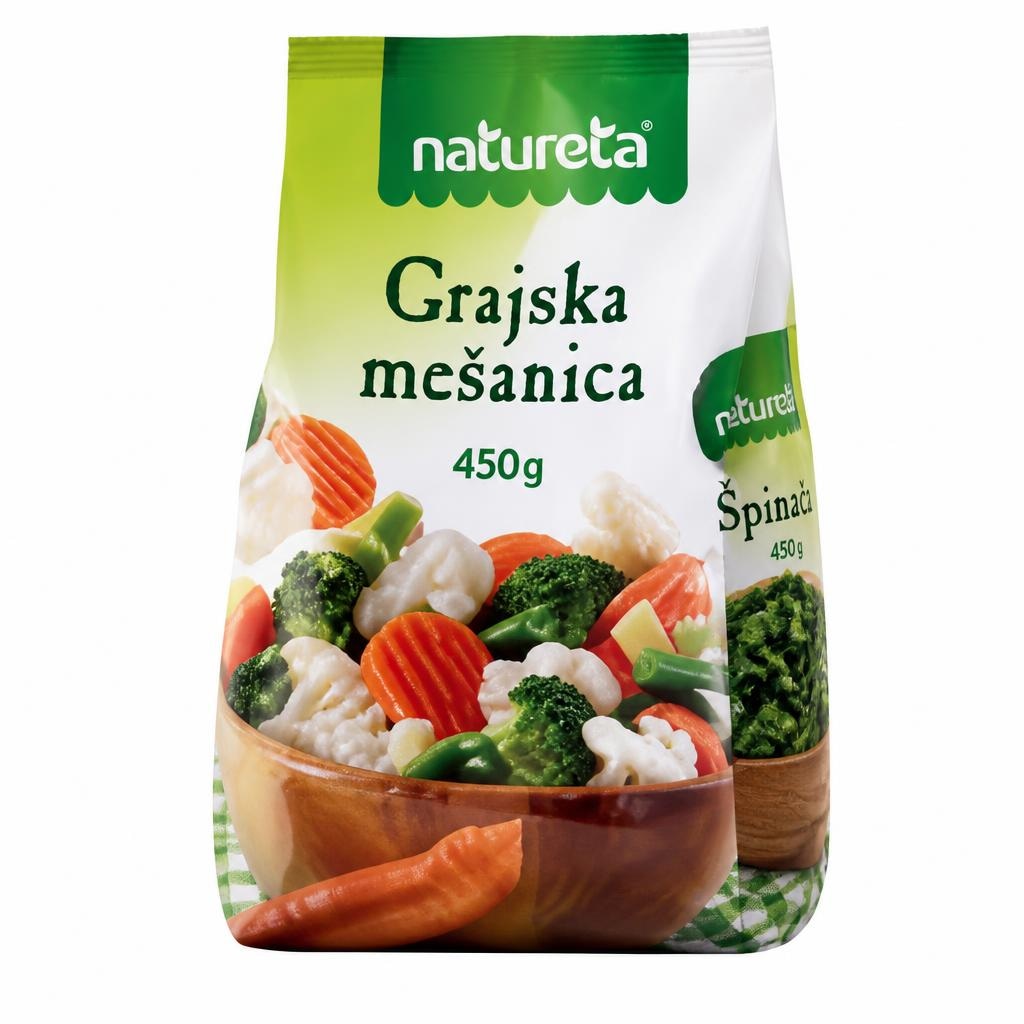 Grajska mešanica zelenjave ali špinača 450 g NATURETA Akcija v trgovini Tuš