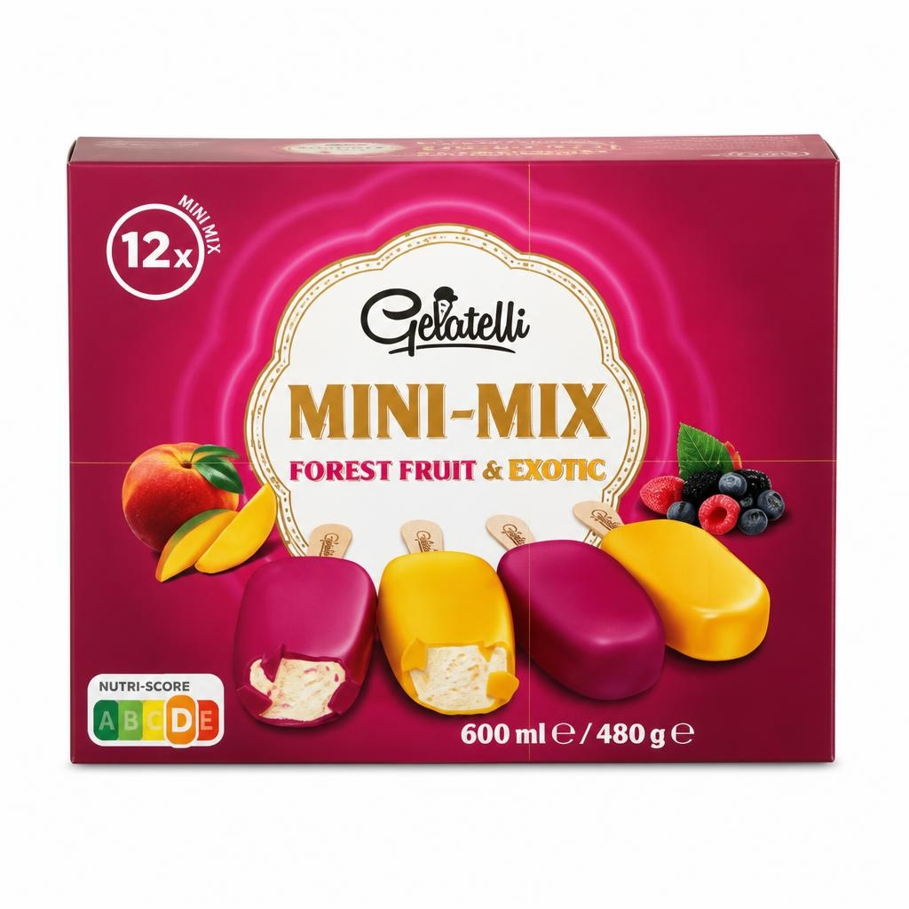 GELATELLI Mini mix sadni sladoled 12 x 50 ml - Akcija v trgovini Lidl