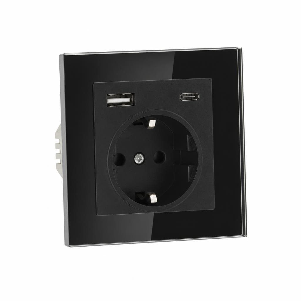 Elektro Smart vtičnica šuko bela ali črna steklena 20W USB Akcija v trgovini Jager