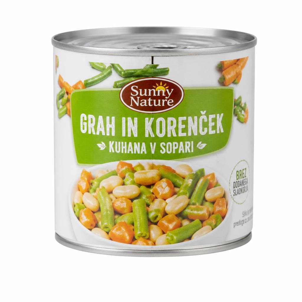 Sunny Nature grah in korenček kuhana v sopari 450 g Akcija v trgovini Eurospin