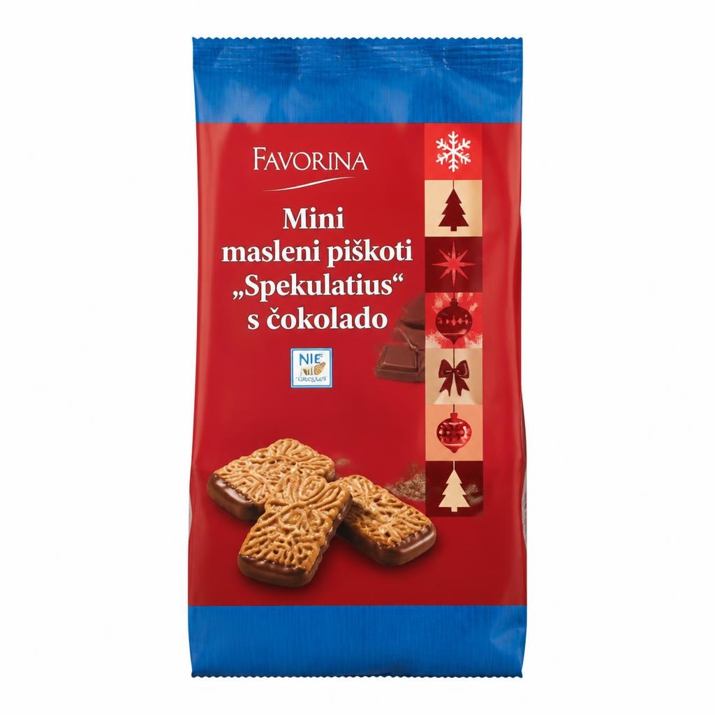 Favorina mini masleni piškoti „Spekulatius“ s čokolado 200 g Akcija v trgovini Lidl