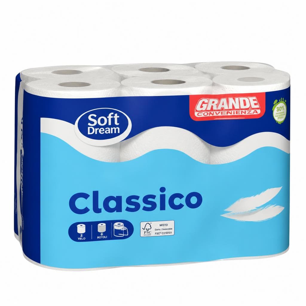 Soft Dream Classico papirnate brisače 2-SLOJNE 6 ROL Akcija v trgovini Eurospin