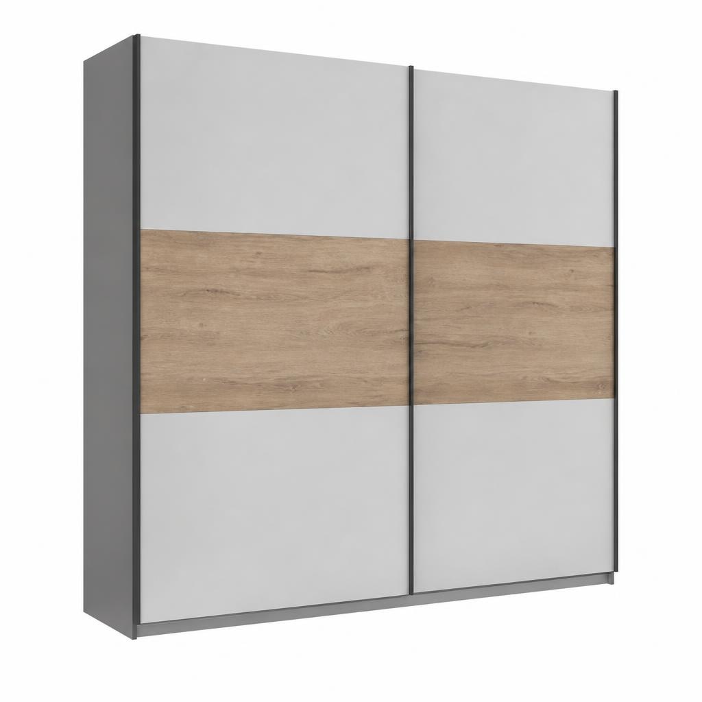 Omara v barvi hrasta Viking/siva v barvi grafita 4 vrata, 268x210x63 cm Akcija v trgovini Dipo