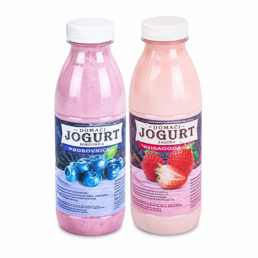 Domači jogurt, borovnica/jagoda 500 g Akcija v trgovini Eurospin