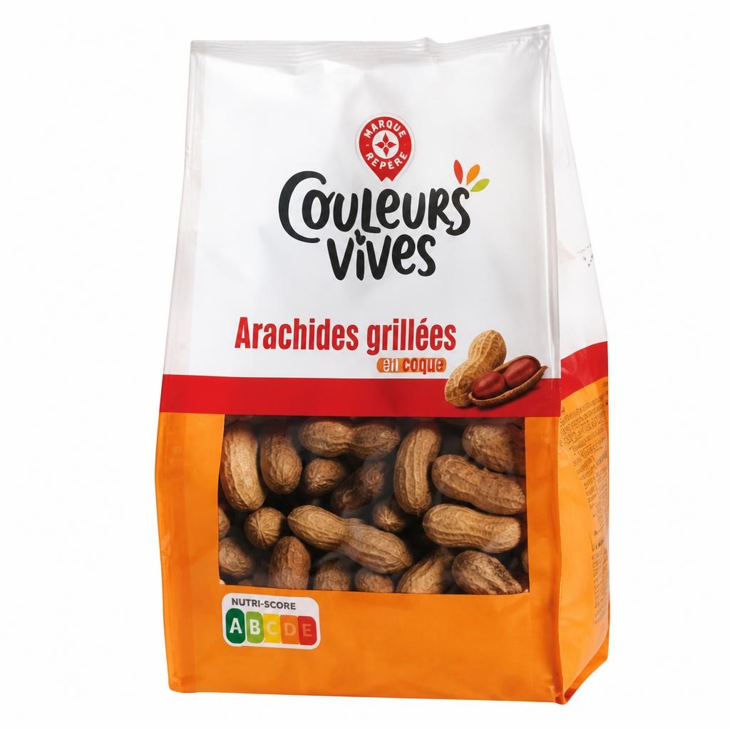 Arašidi v lupini 500 g Couleurs Vives - Akcija v trgovini E.Leclerc