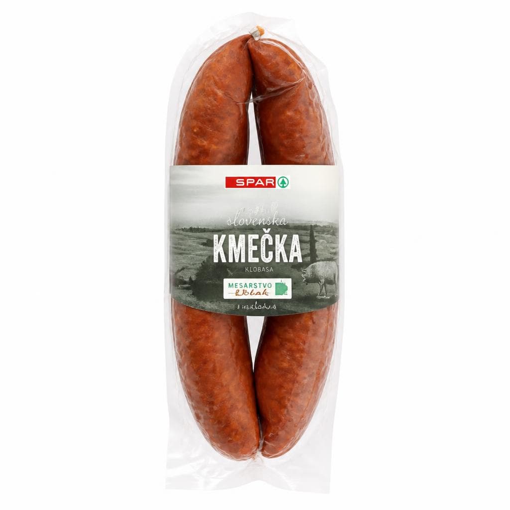 Spar Kmečka klobasa Mesarstvo Oblak 100 g SPAR Mesarstvo Oblak Akcija v trgovini Spar