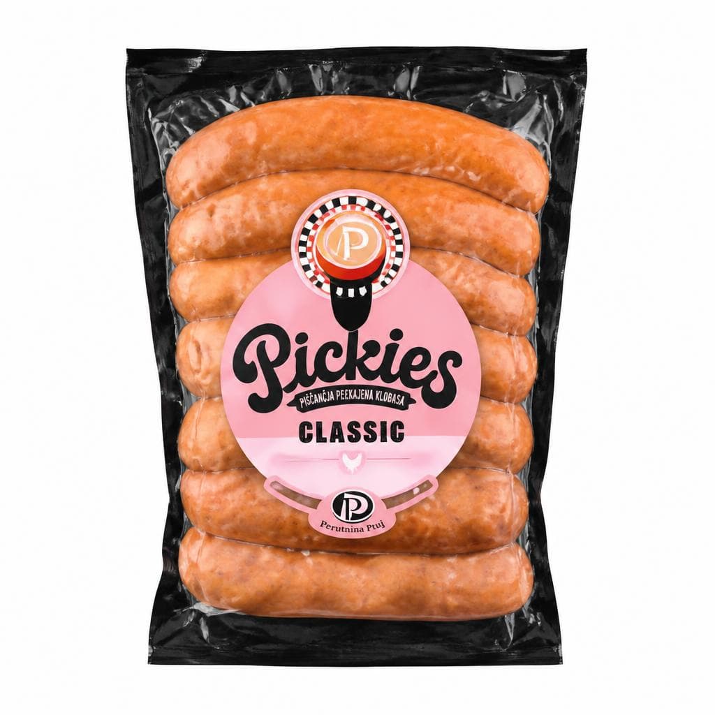 Prekajena klobasa 370 g Pickies Perutnina Ptuj Akcija v trgovini E.Leclerc