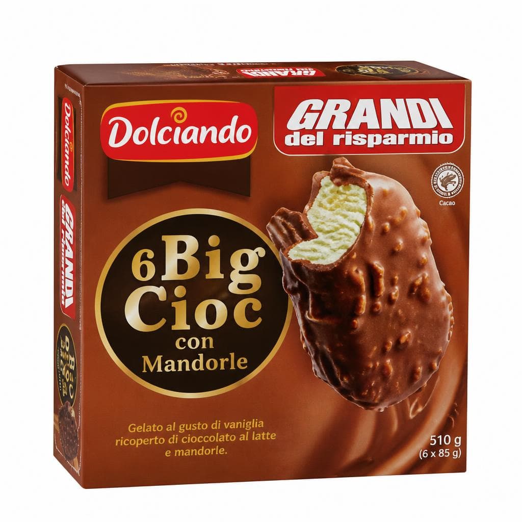 Dolciando sladoledne lučke Big Cioc z mandlji 6 kosov, 510 g Akcija v trgovini Eurospin