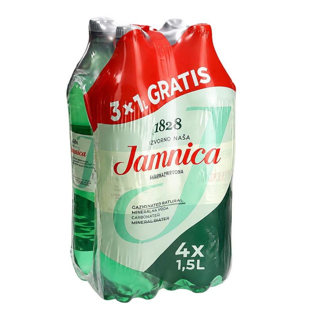 Gazirana naravna mineralna voda Jamnica 4 x 1,5 l Akcija v trgovini Spar