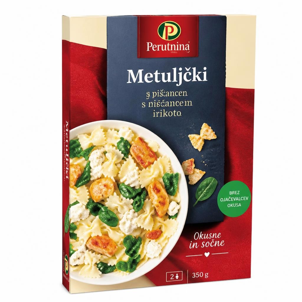 Metuljčki s piščancem in rikoto Perutnina Ptuj 380 g Akcija v trgovini Mercator