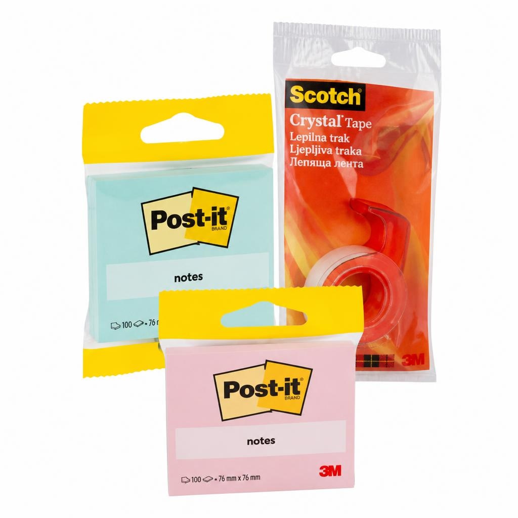 Lističi Post-it/Lepilni trak Scotch Post-it/Scotch Akcija v trgovini Eurospin