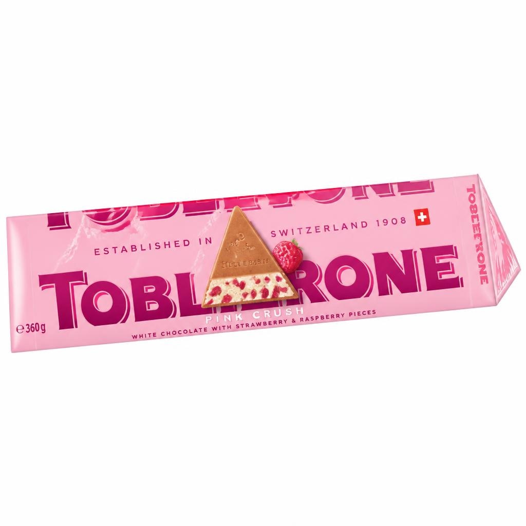 Pink Crush bela čokolada z okusom jagode in maline 340 g Toblerone Akcija v trgovini Kompas Shop