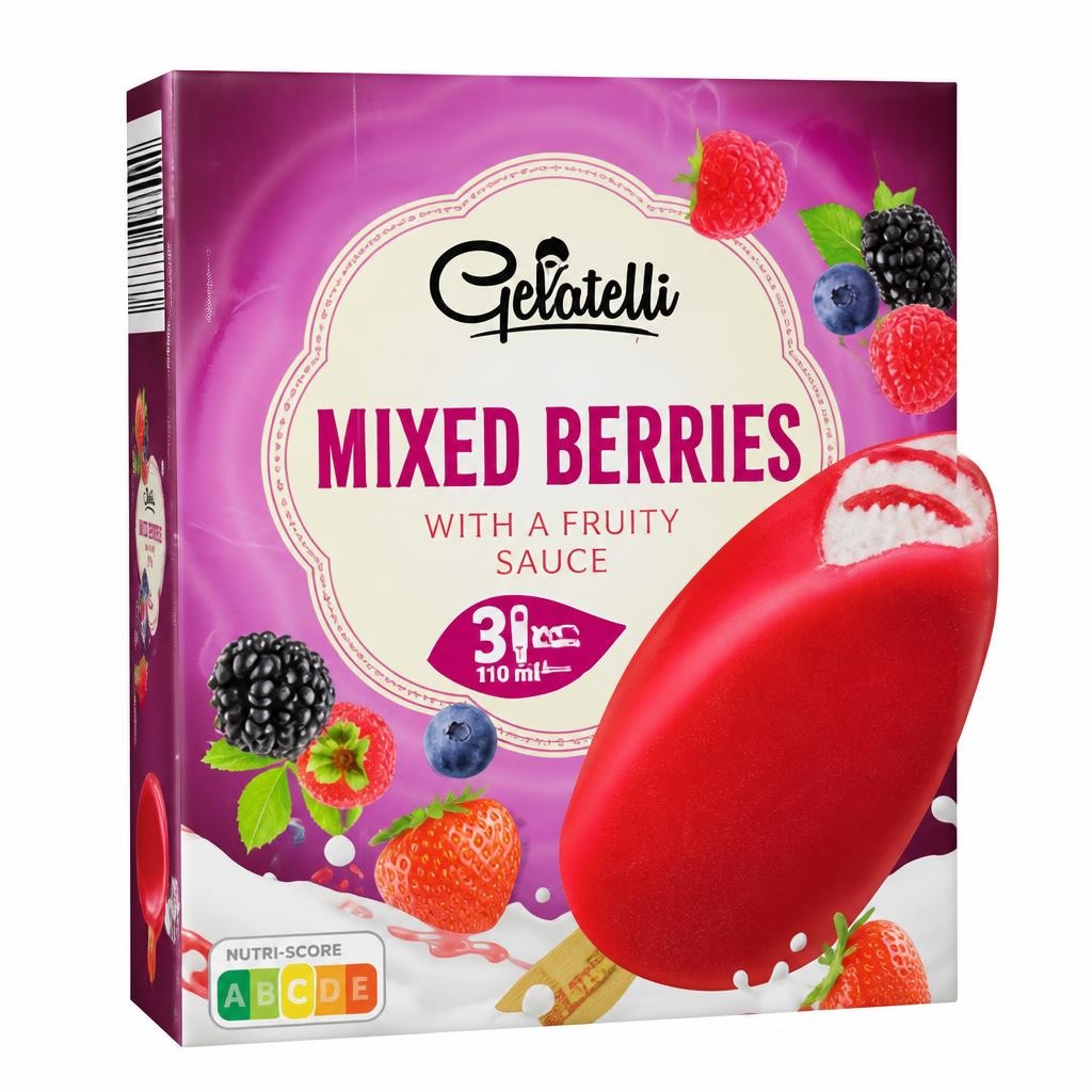 Gelatelli Sadni sladoled na palčki 3 x 110 ml - Akcija v trgovini Lidl