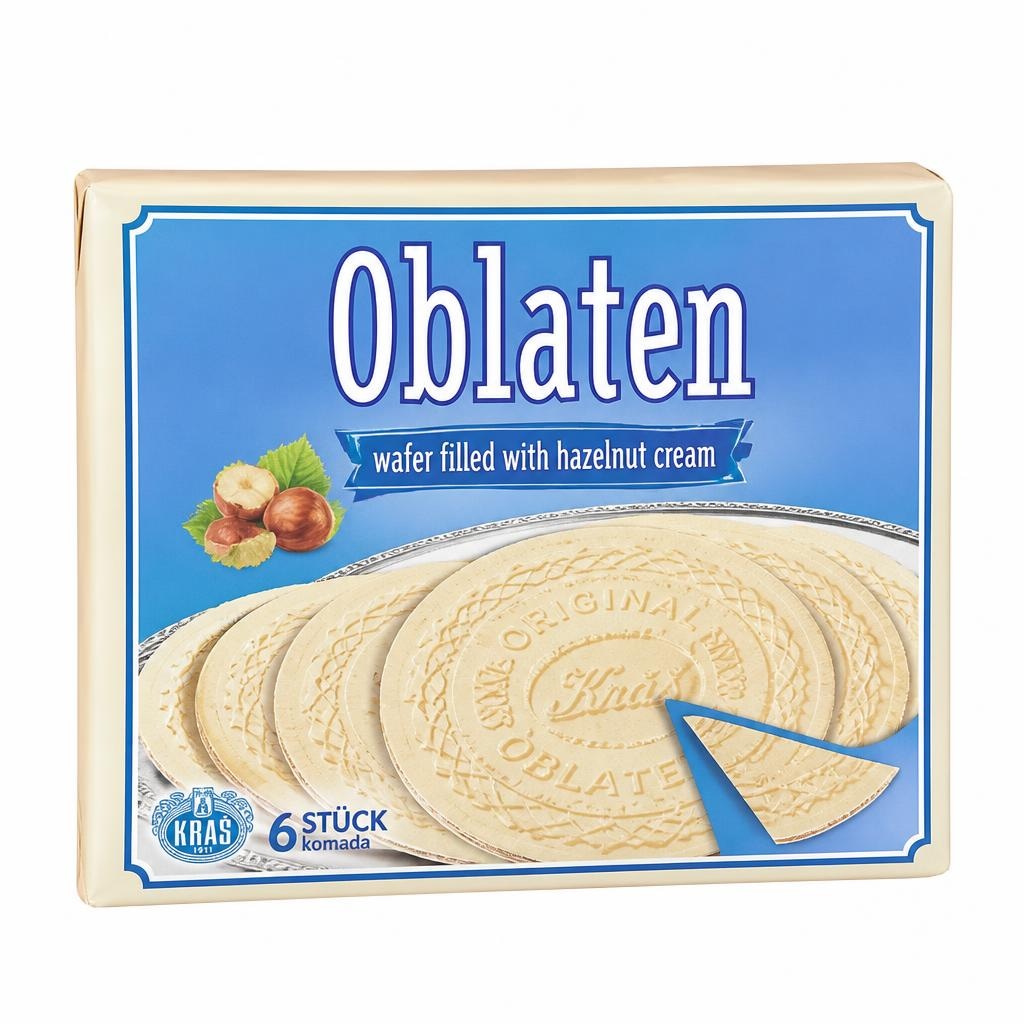 Oblaten oblati polnjeni z lešniki 150 g Akcija v trgovini Mueller