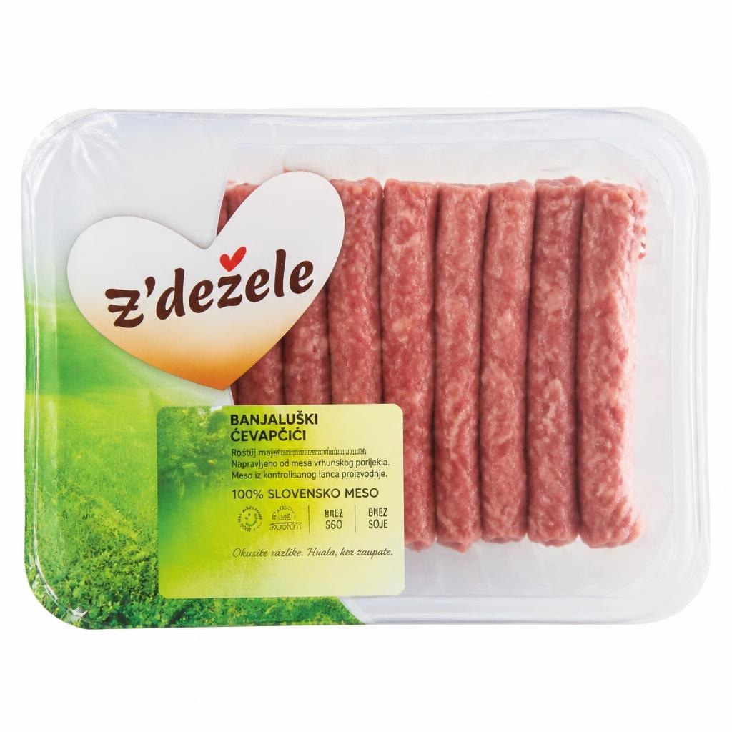 Banjaluški čevapčiči Z'dežele 480 g Akcija v trgovini Tuš