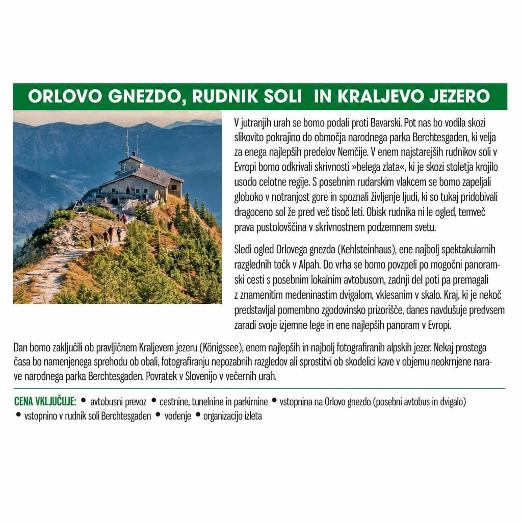 Orlovo gnezdo, Rudnik soli in Kraljevo jezero Akcija v trgovini Tuš