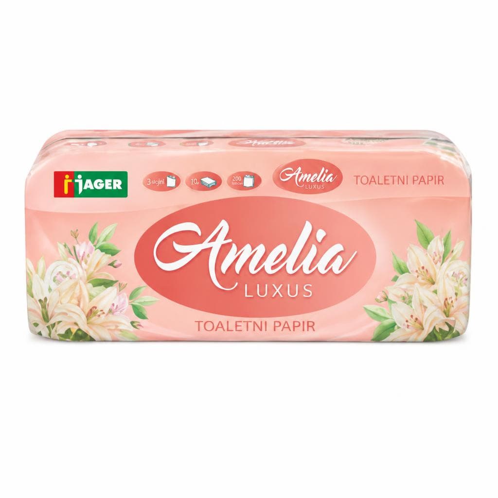 Toaletni papir Amelia Luxus 10/1 200 lističev Akcija v trgovini Jager
