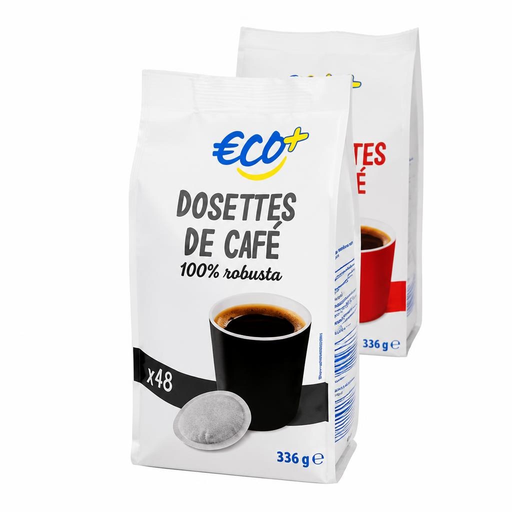 Kavne blazinice 100% Robusta 48/1 336 g ECO+ Akcija v trgovini E.Leclerc