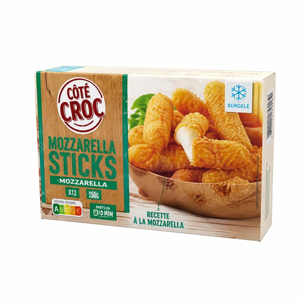 Panirane palčke Mozzarella Cote Croc 250 g - Akcija v trgovini E.Leclerc