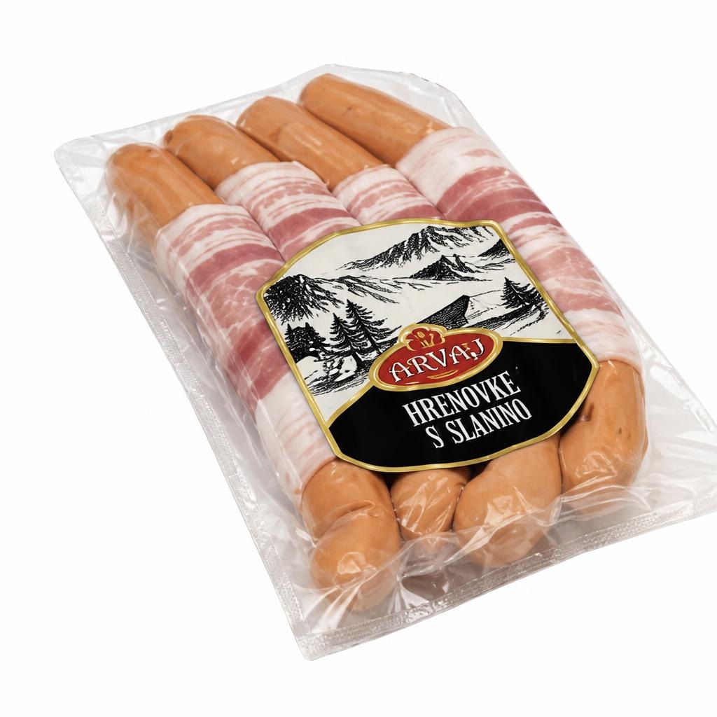 Hrenovke s slanino Arvaj Akcija v trgovini E.Leclerc