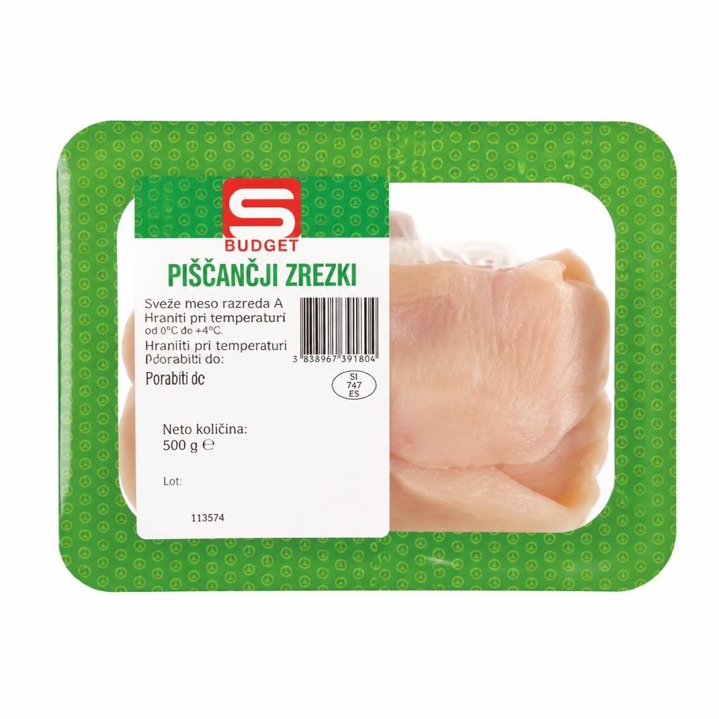 S Budget piščančji zrezki 500 g Akcija v trgovini Spar