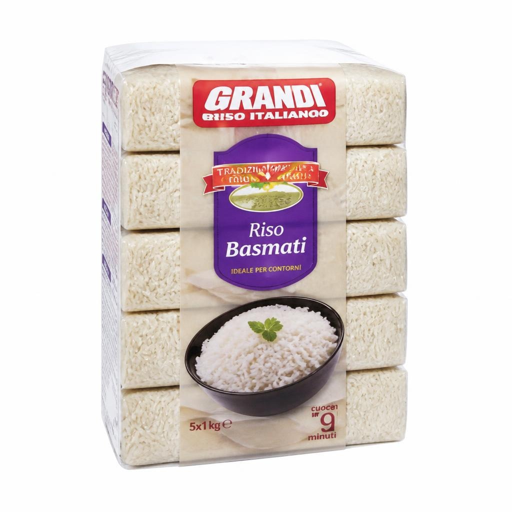Riž Basmati 5 x 1 kg Grandi del risparmio Akcija v trgovini Eurospin