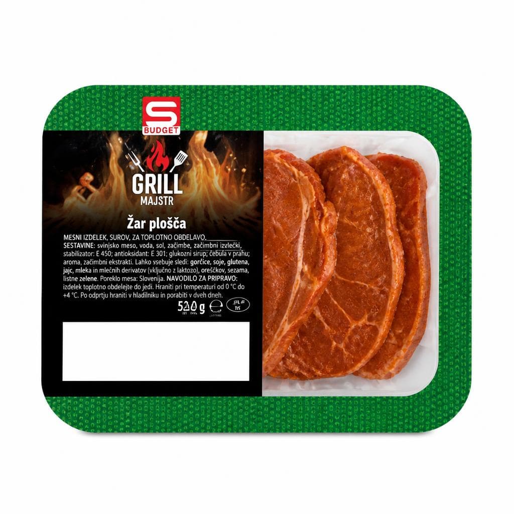 S-Budget Grill Majstr žar plošča 520 g Akcija v trgovini Spar