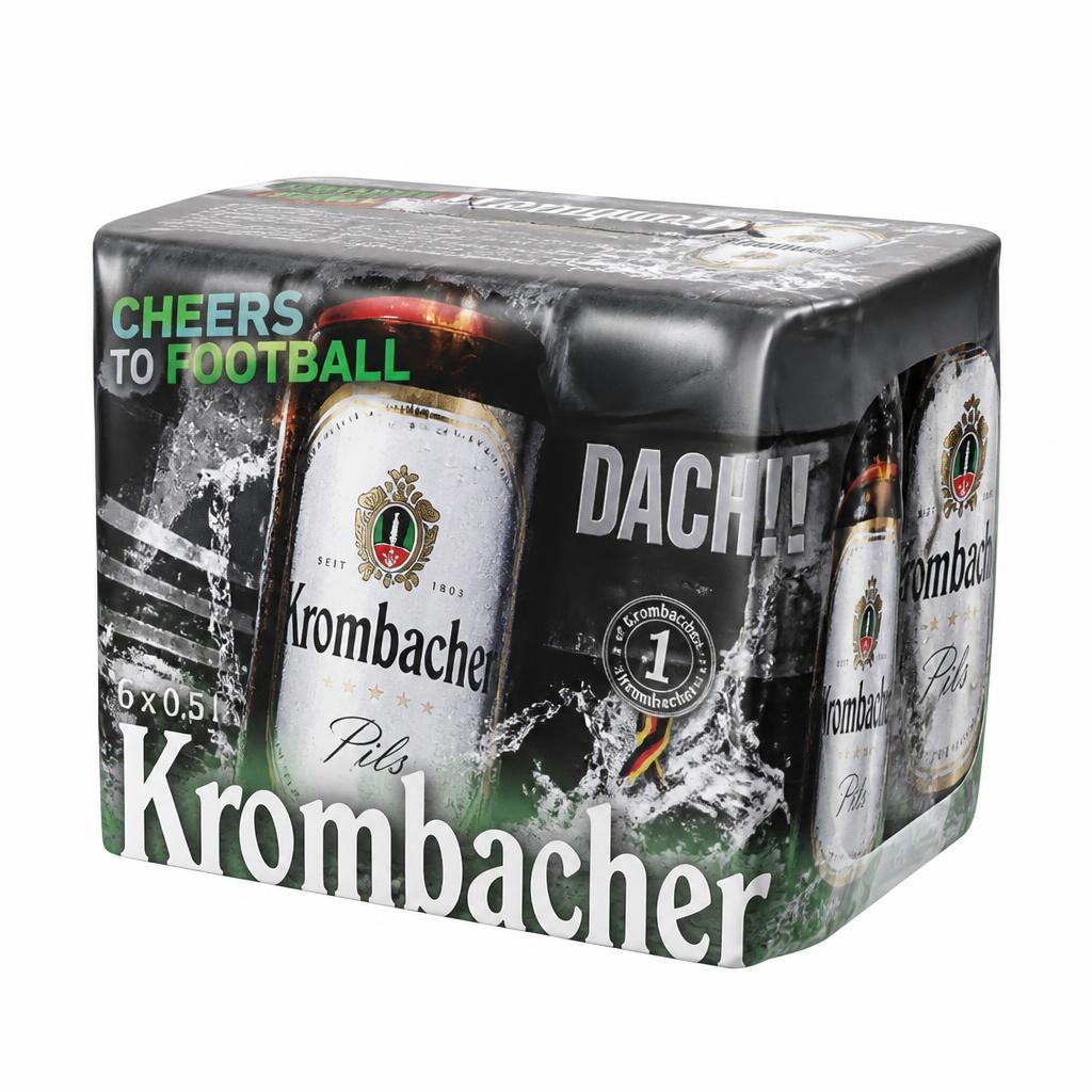 Svetlo pivo Krombacher "Nemčija" 5x 0,5 l + kozarec Akcija v trgovini E.Leclerc