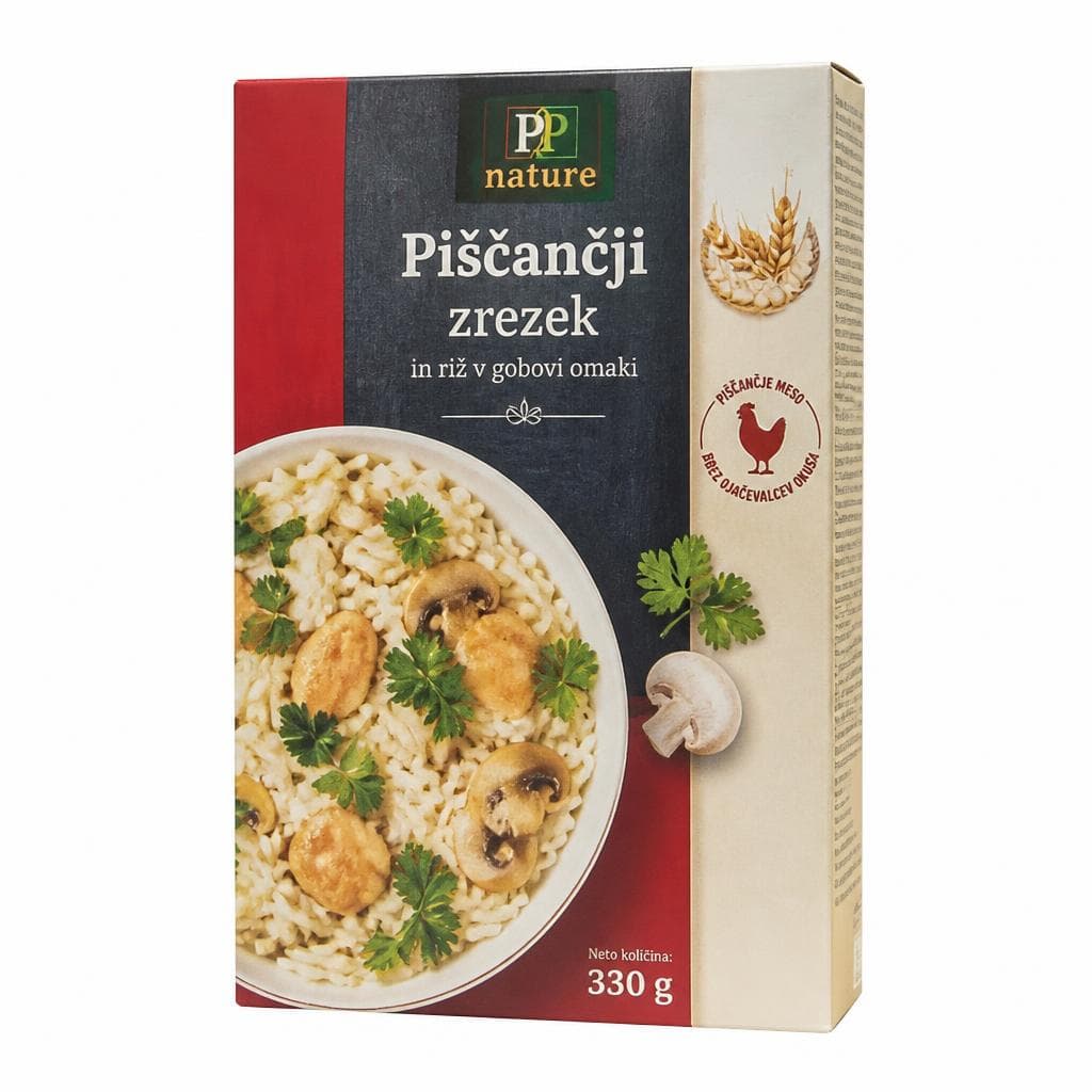 Piščančji zrezek in riž v gobovi omaki 330 g Perutnina Ptuj Akcija v trgovini Mercator