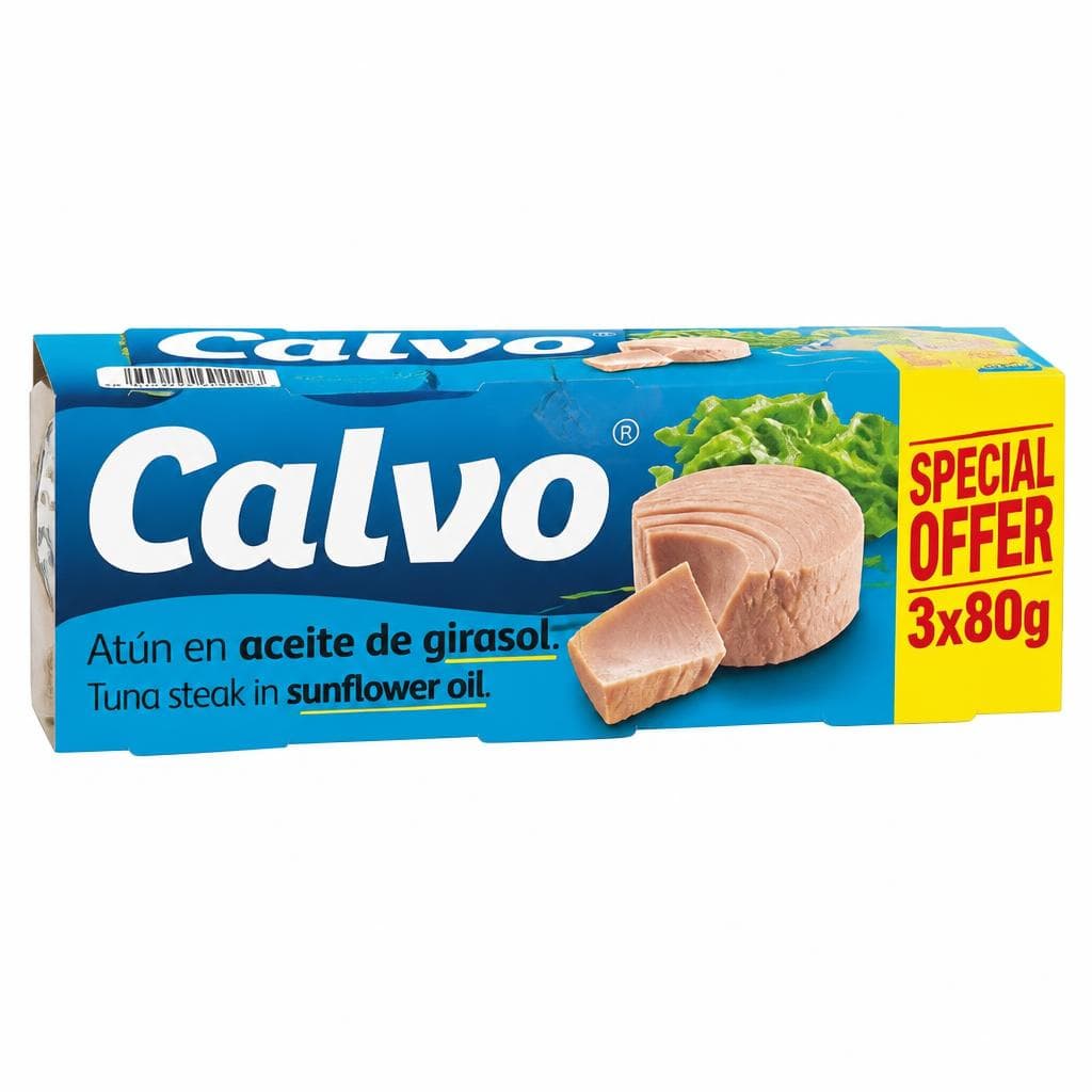 Tunina v sončničnem olju Calvo 3 x 80 g Akcija v trgovini E.Leclerc