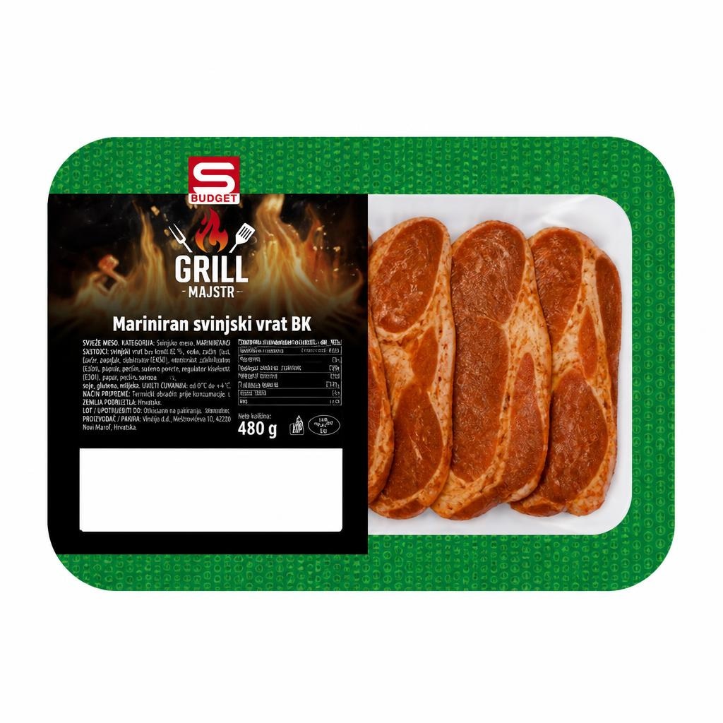 Grill Majstr Mariniran svinjski vrat BK 480 g - Akcija v trgovini Spar