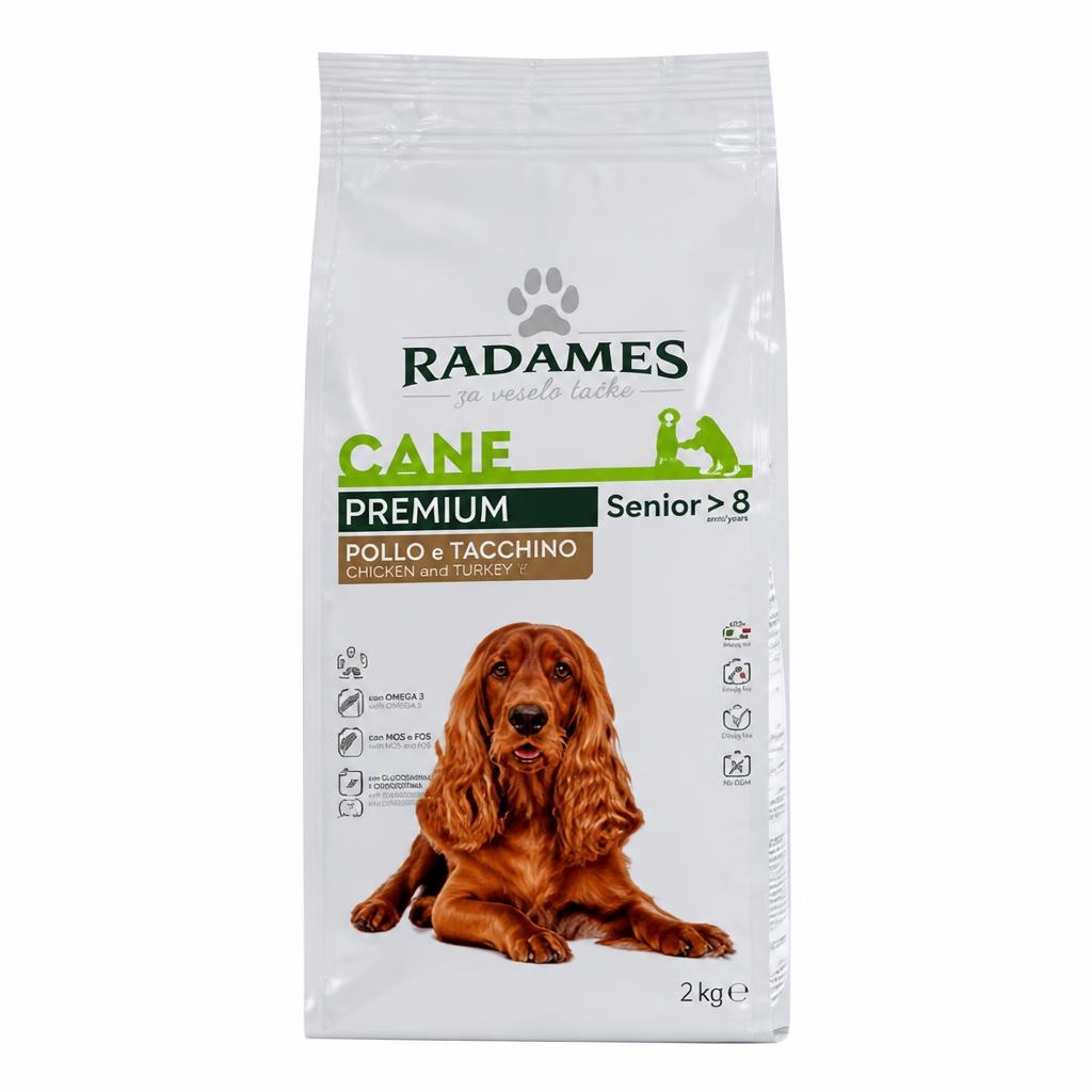 Radames Cane Premium briketi za starejše pse s piščancem in puranom 2 kg Akcija v trgovini Eurospin