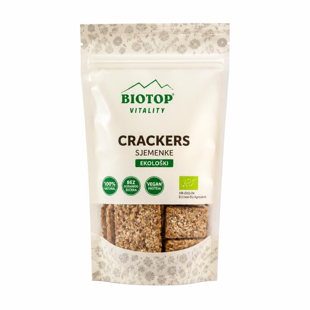 Ekološki krekerji iz semen Biotop - Akcija v trgovini Mercator