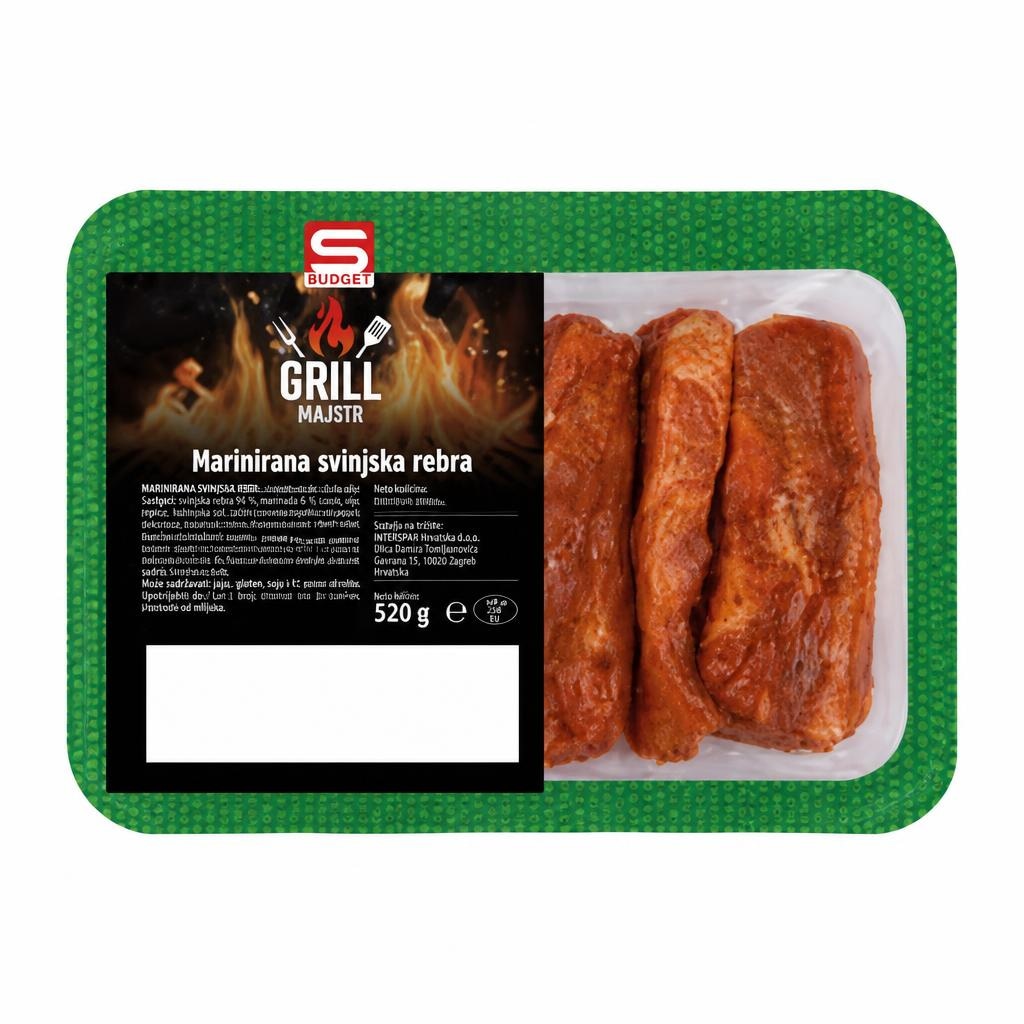 Grill Majstr Marinirana svinjska rebra 520 g - Akcija v trgovini Spar