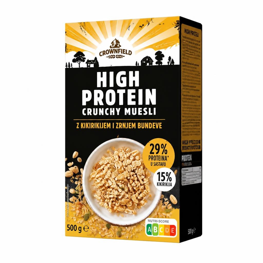 Crownfield proteinski muesli 500 g Akcija v trgovini Lidl