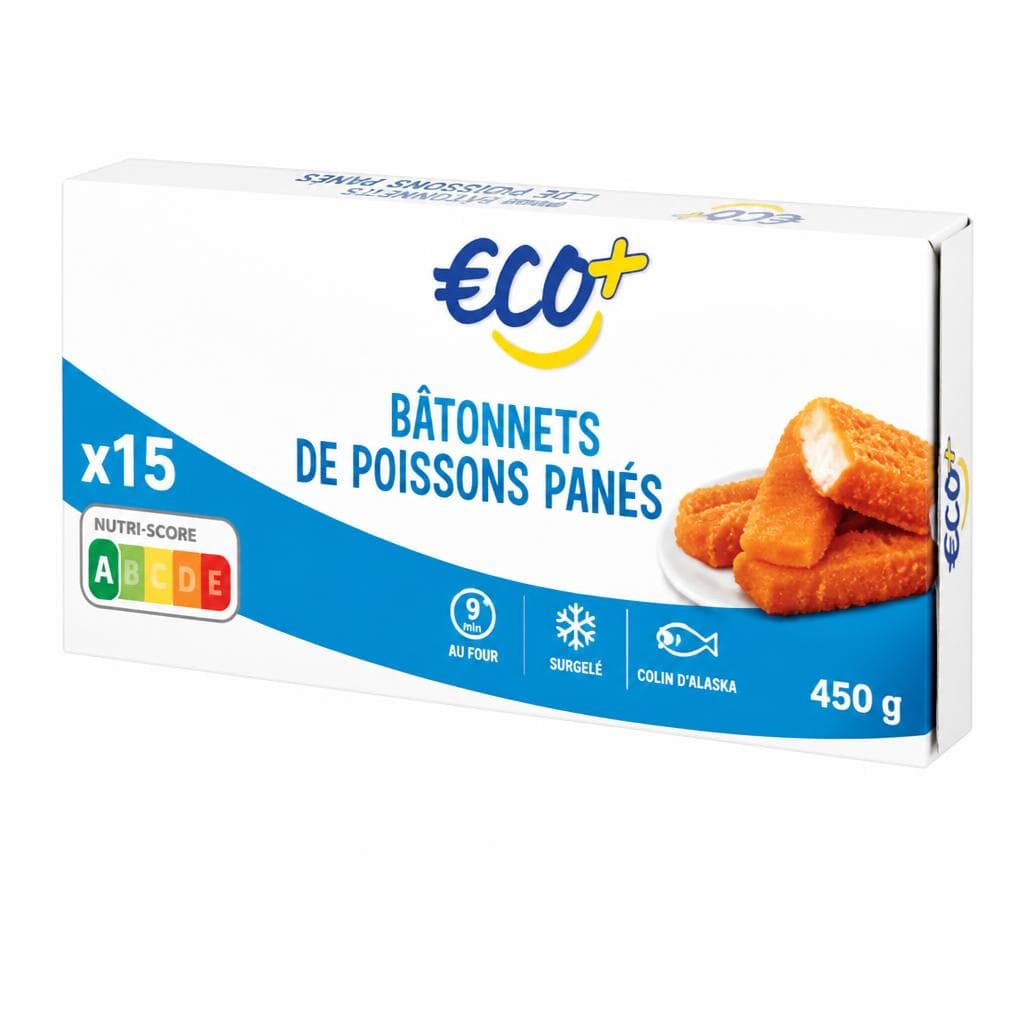 Panirane ribje palčke 450 g ECO+ Akcija v trgovini E.Leclerc