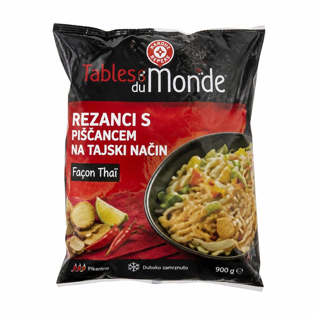 Rezanci s piščancem na tajski način 900 g Tables du Monde Akcija v trgovini E.Leclerc