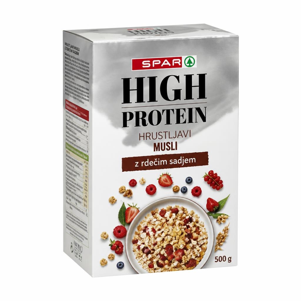 Spar High Protein hrustljavi musli 500 g Akcija v trgovini Spar