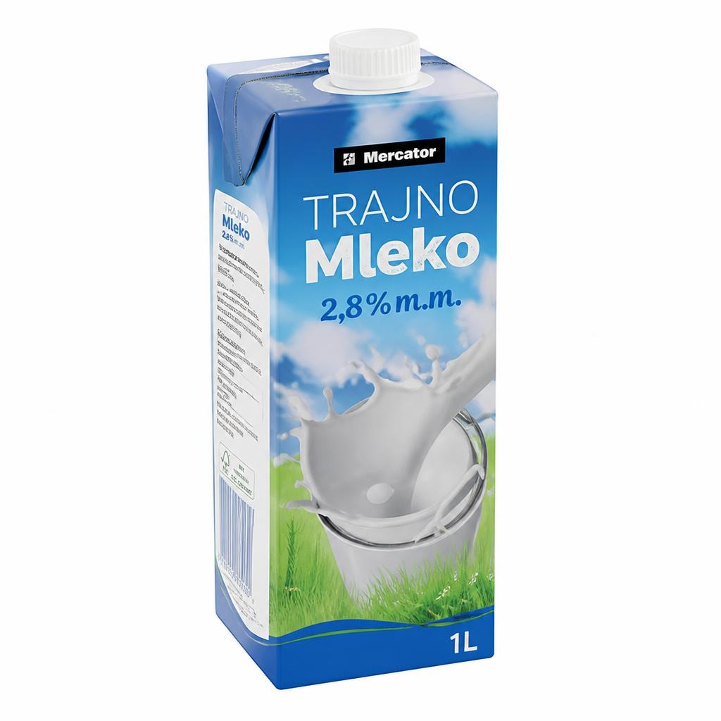Trajno mleko Mercator 1 l Akcija v trgovini Mercator