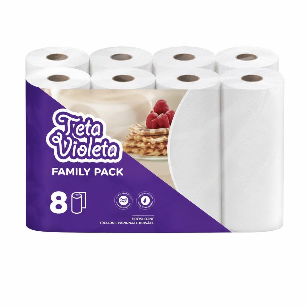 Papirnate brisače Violeta Family pack, 8/1, 3-slojne Akcija v trgovini Mercator