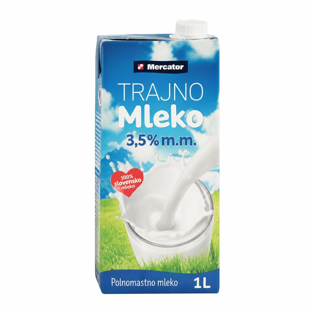 Trajno mleko Mercator 1 L Akcija v trgovini Mercator
