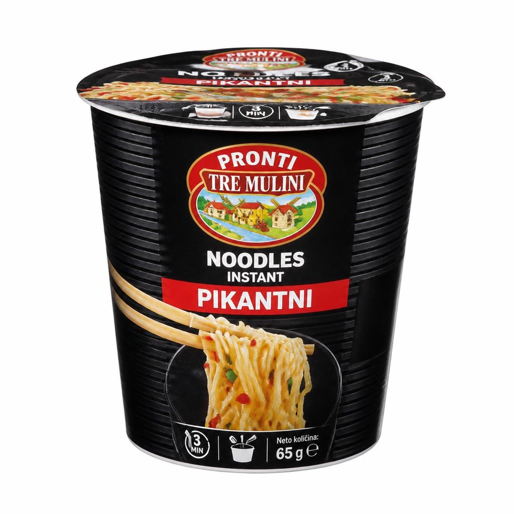 Pronti Tre Mulini instant rezanci, pikantni 65 g Akcija v trgovini Eurospin