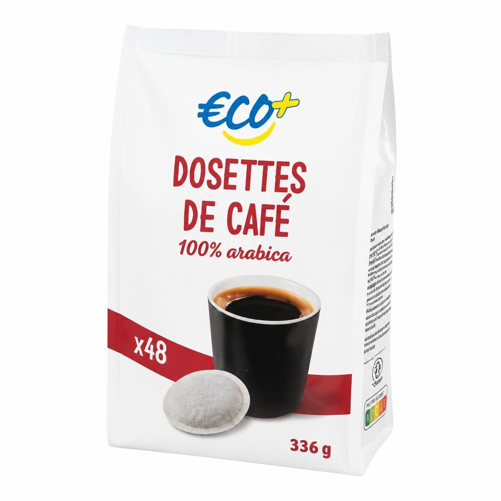 Kavne blazinice 100% Arabica 48/1 ECO+ Akcija v trgovini E.Leclerc