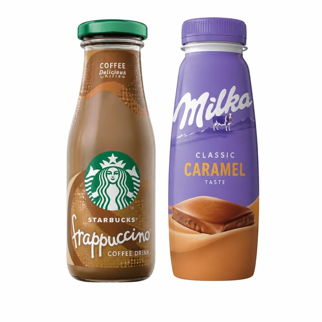 Kava Starbucks in mlečni napitek Milka 220 ml, 250 ml in 300 ml Starbucks, Milka Akcija v trgovini E.Leclerc