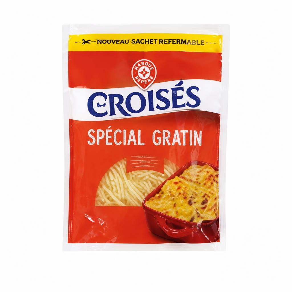 Naribani sir za gratiniranje Croisés 150 g - Akcija v trgovini E.Leclerc