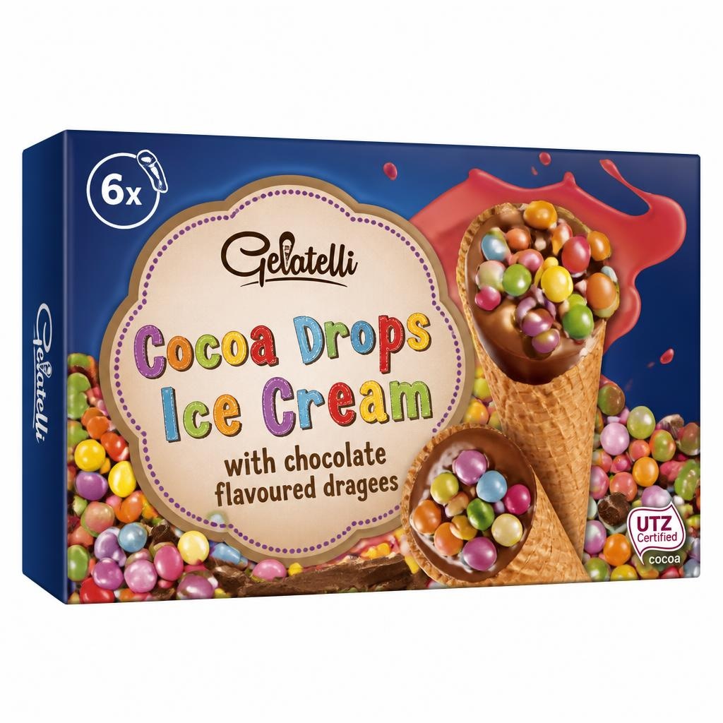 Gelatelli Korneti s čokoladnimi dražeji 6 x 120 ml Akcija v trgovini Lidl