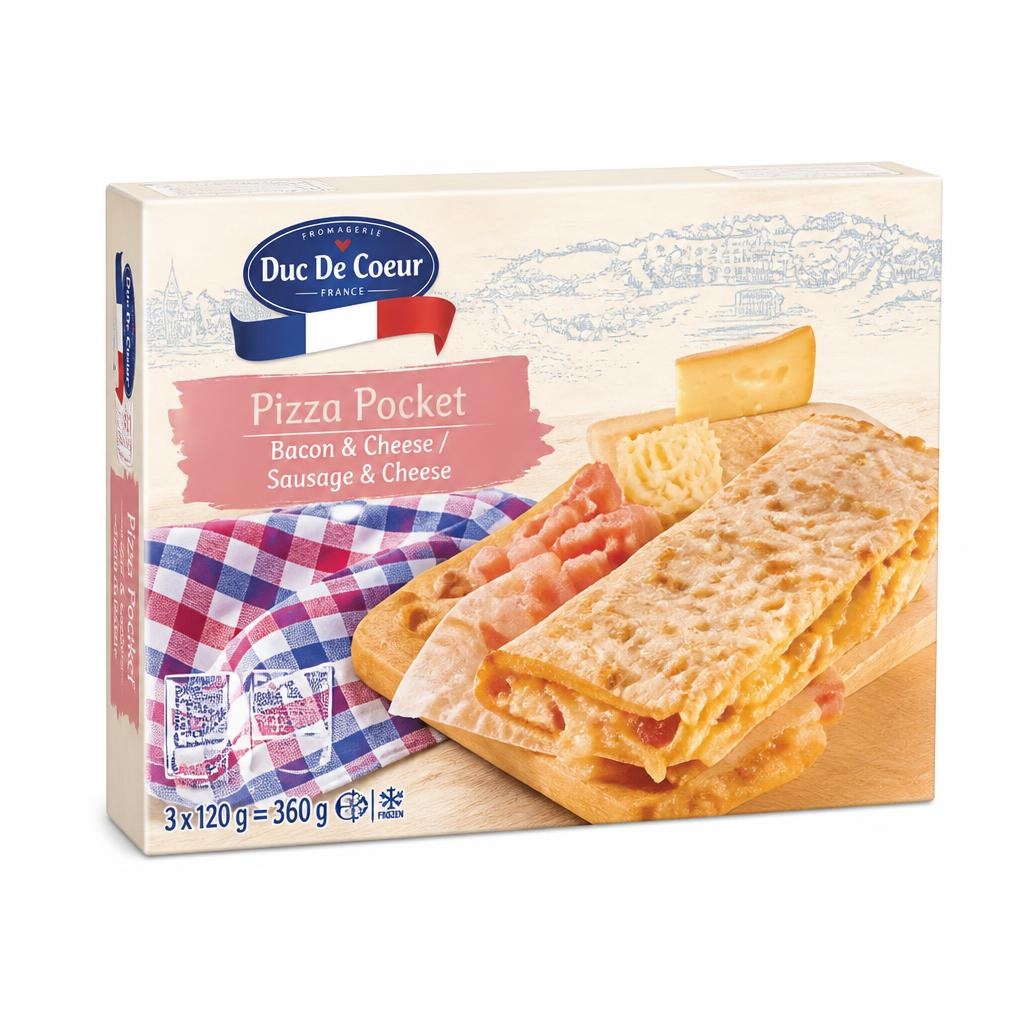 Duc De Coeur pica žepki s klobaso in sirom ali slanino in sirom 3 x 120 g Akcija v trgovini Lidl